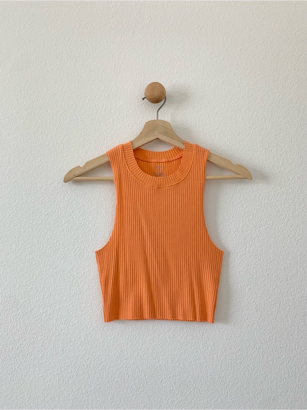 Aerie Orange Ribbed Sleeveless High Neckline Cropped Top Small